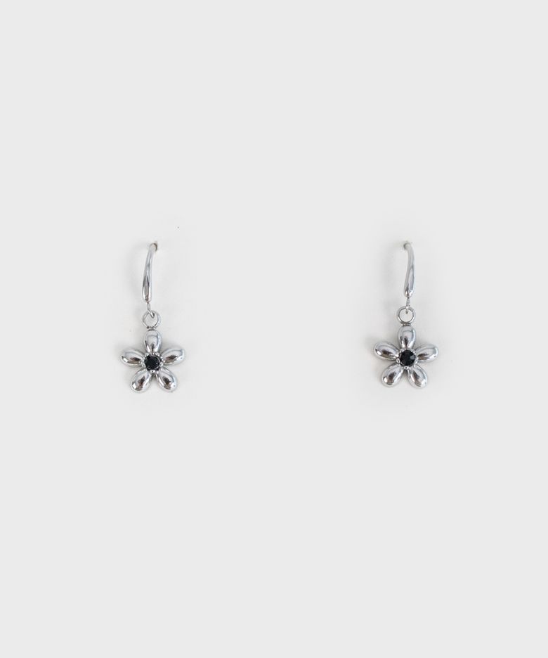 Black and silver flower earring
