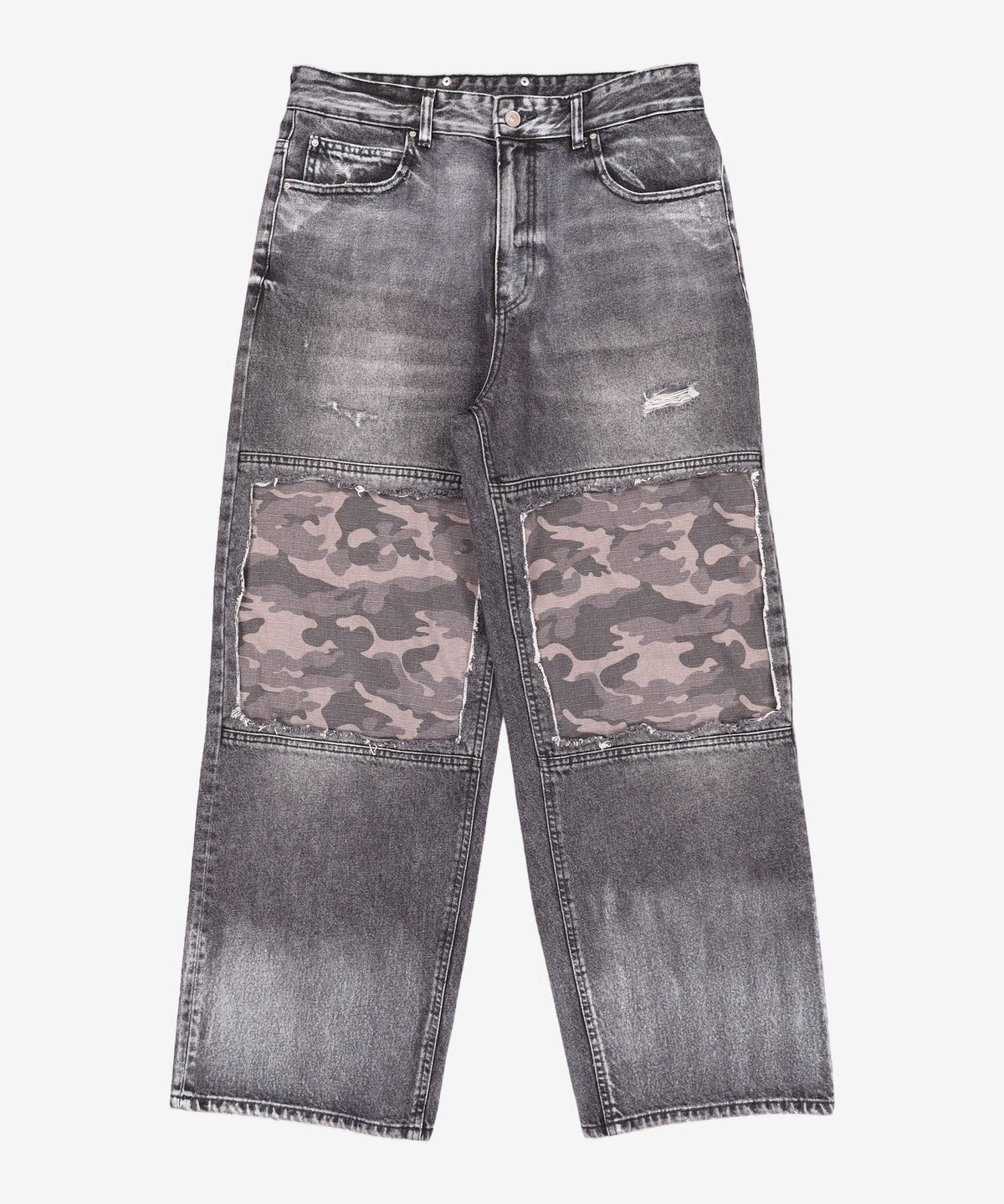 메종미네드(MAISON MINED) ISLAND SQUARE PATCH DENIM PANTS BLACK 50