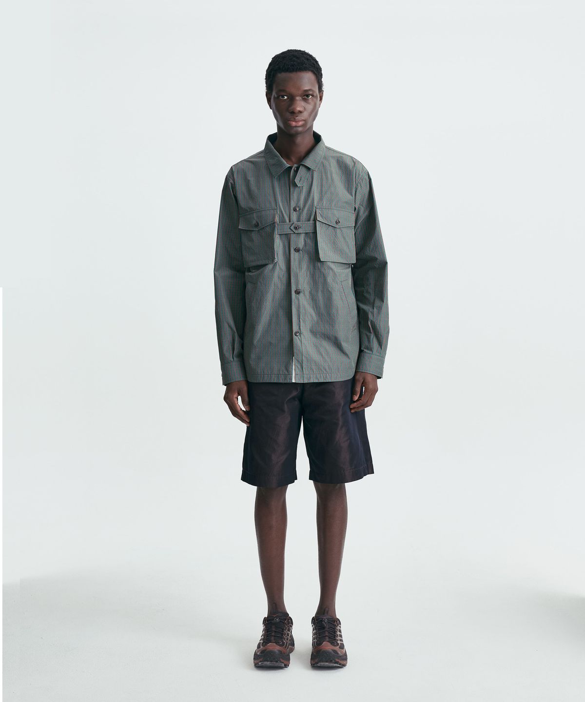 밀라코드(MILACODE) Small Check Shirt Jacket - GREEN