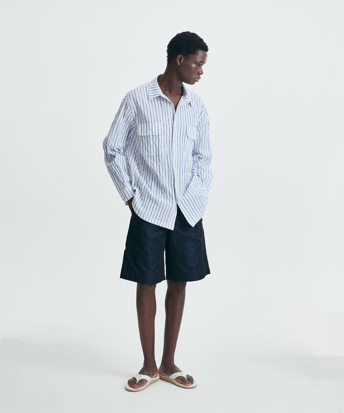 밀라코드(MILACODE) Wild Crease Bermuda Pants - DARK NAVY