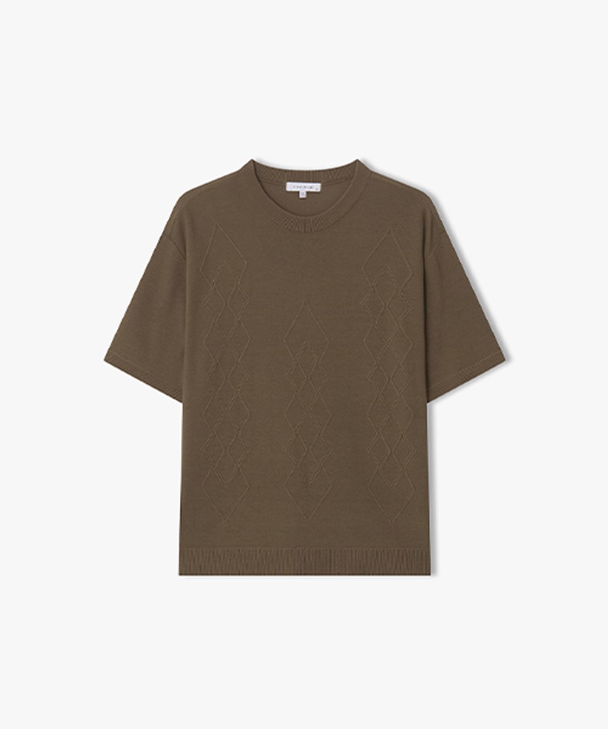 리버클래시(LIBERCLASSY) [26SS] LMM51722 브라운 아가일 패턴 반팔 라운드 니트