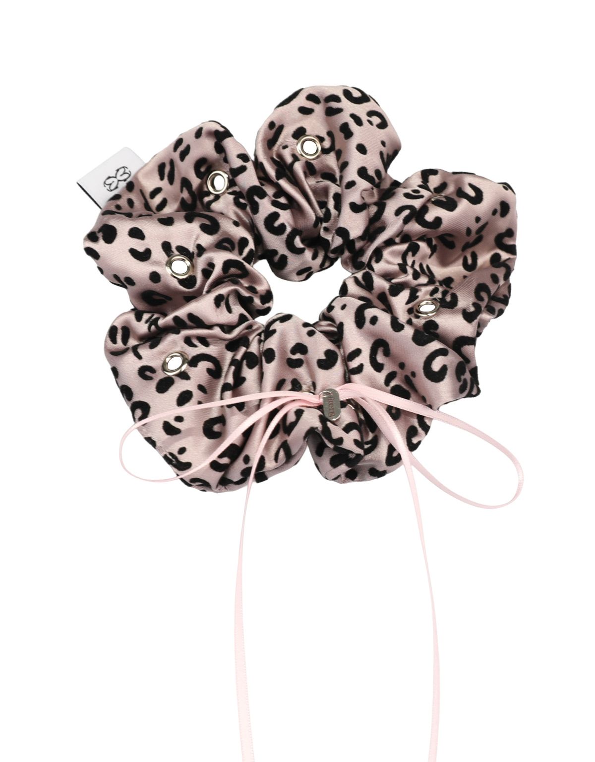 프리앙(FREEANG) Leopard Eyelet  Ribbon Scrunchie  레오파드 아일렛 리본 스크런치