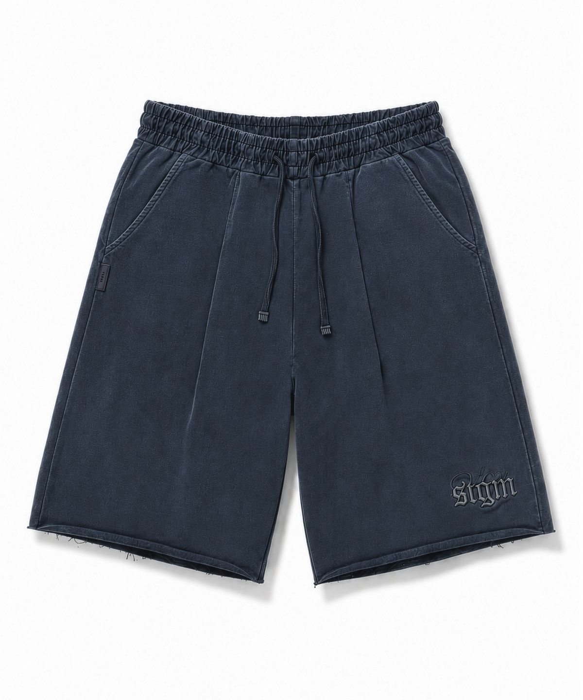 스티그마(STIGMA) RAW-CUT PIGMENT BURMUDA PANTS NAVY