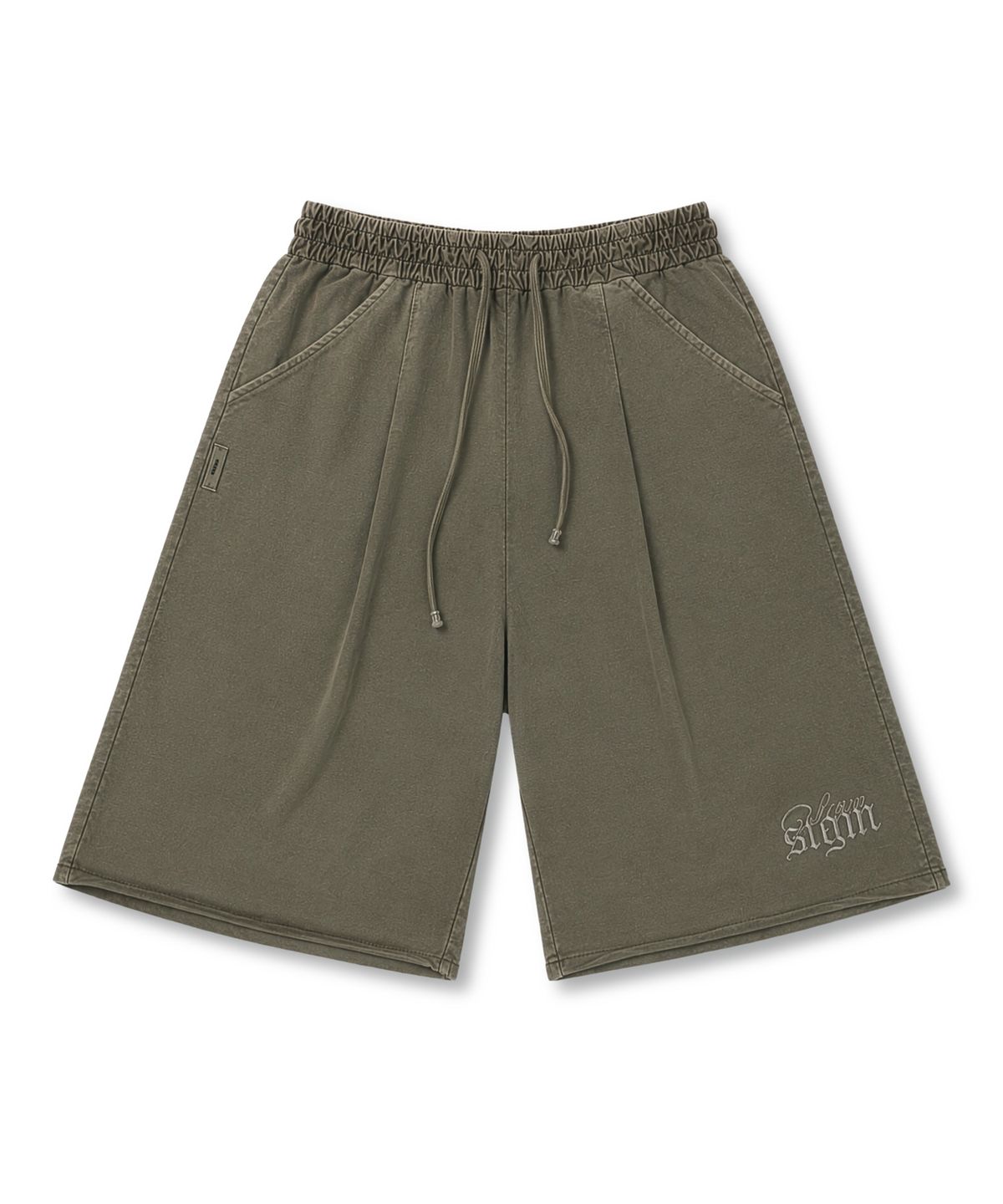 스티그마(STIGMA) RAW-CUT PIGMENT BURMUDA PANTS KHAKI