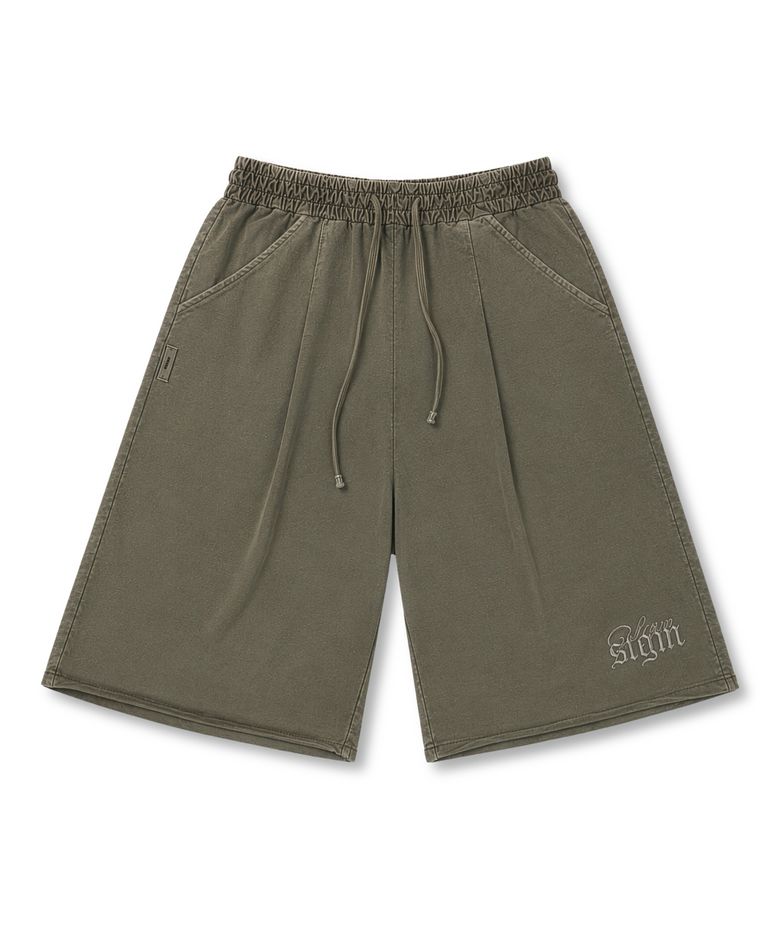 RAW-CUT PIGMENT BURMUDA PANTS KHAKI