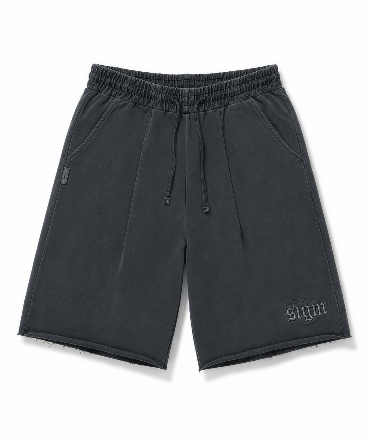 스티그마(STIGMA) RAW-CUT PIGMENT BURMUDA PANTS CHARCOAL