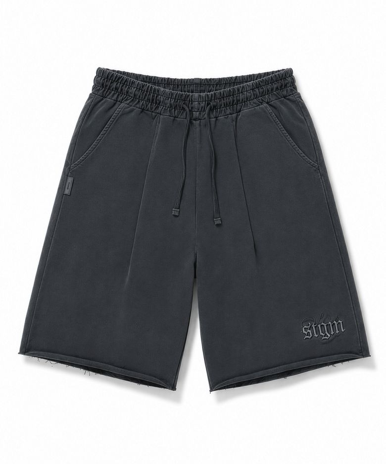 RAW-CUT PIGMENT BURMUDA PANTS CHARCOAL