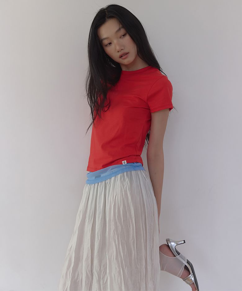VIVID SLIM SPAN HALF SLEEVE T-SHIRT (RED)