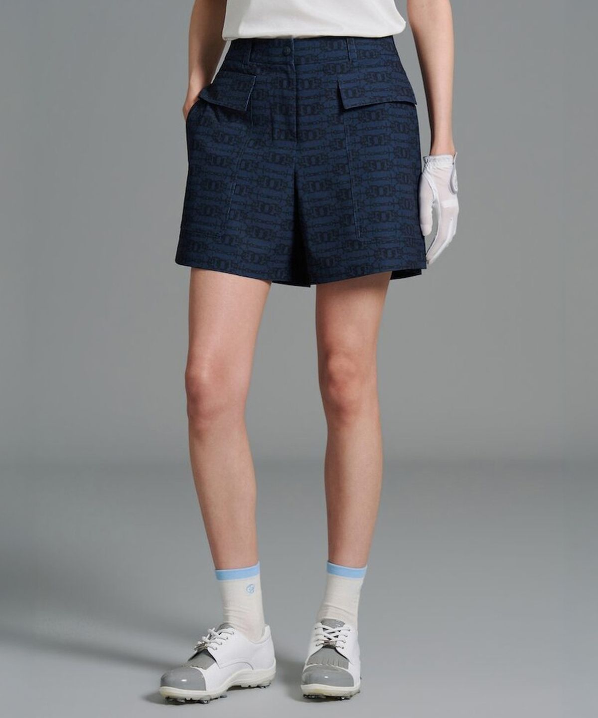 빈폴골프(BEANPOLE GOLF) 여성 체인 패턴 4부 쇼츠 - 네이비