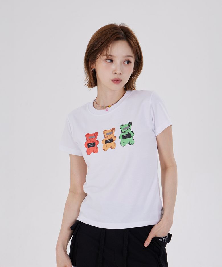 CRIMINALS BEAR SLIM FIT T-SHIRT(WHITE)