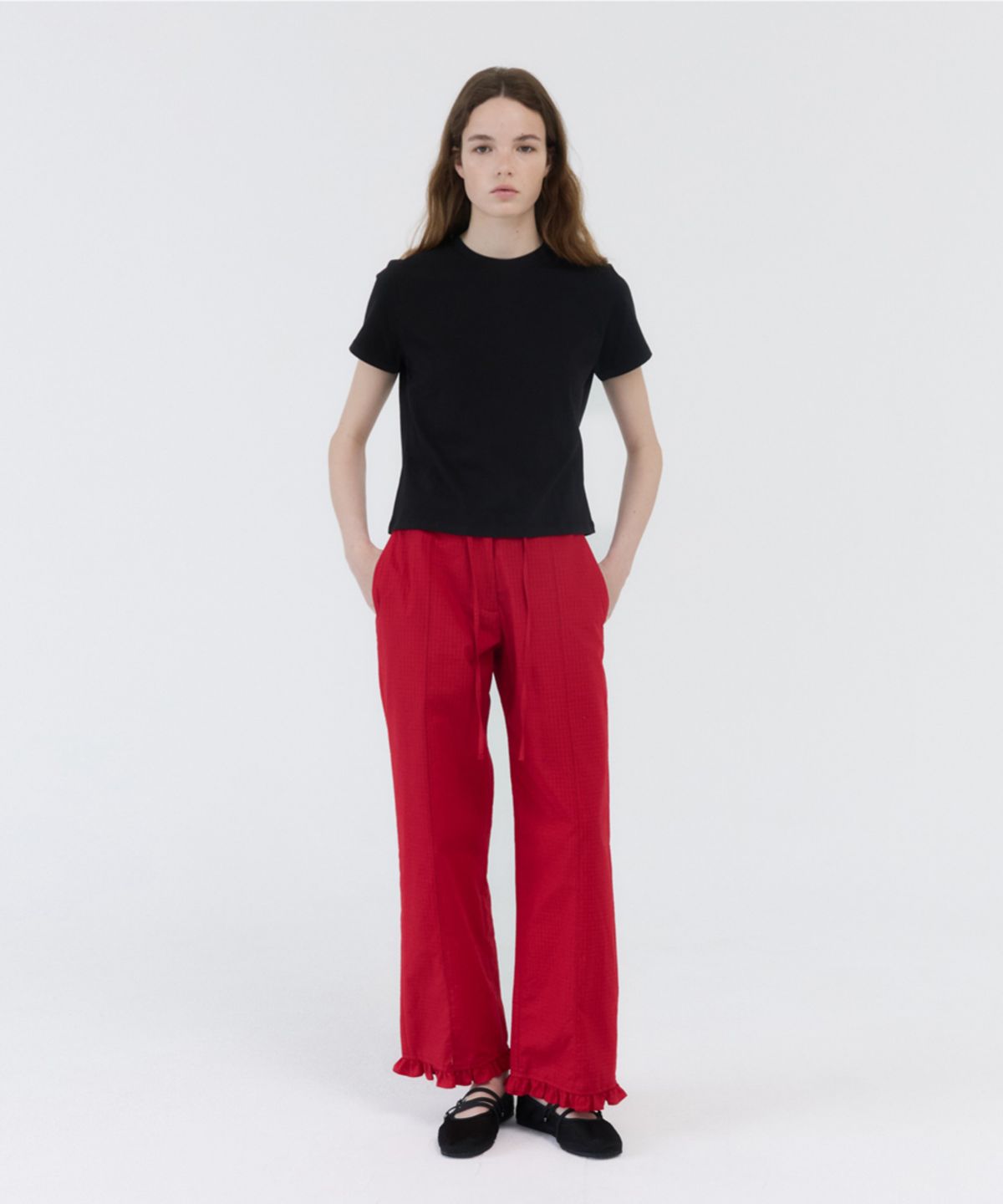 지비에이치 어패럴(GBH APPAREL) FRILL PANTS / RED