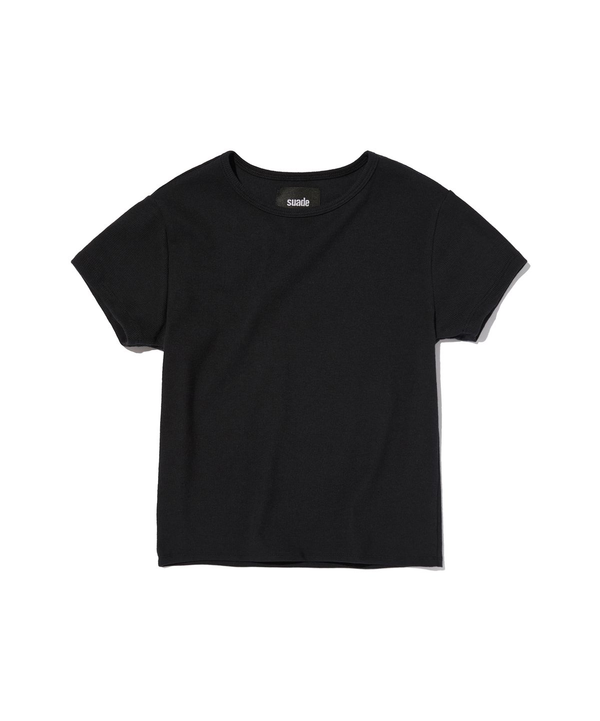 스웨이드(SUADE) RIBBED CROP TEE [BLACK]