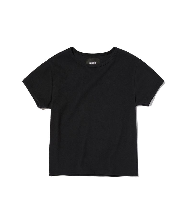 RIBBED CROP TEE [BLACK]