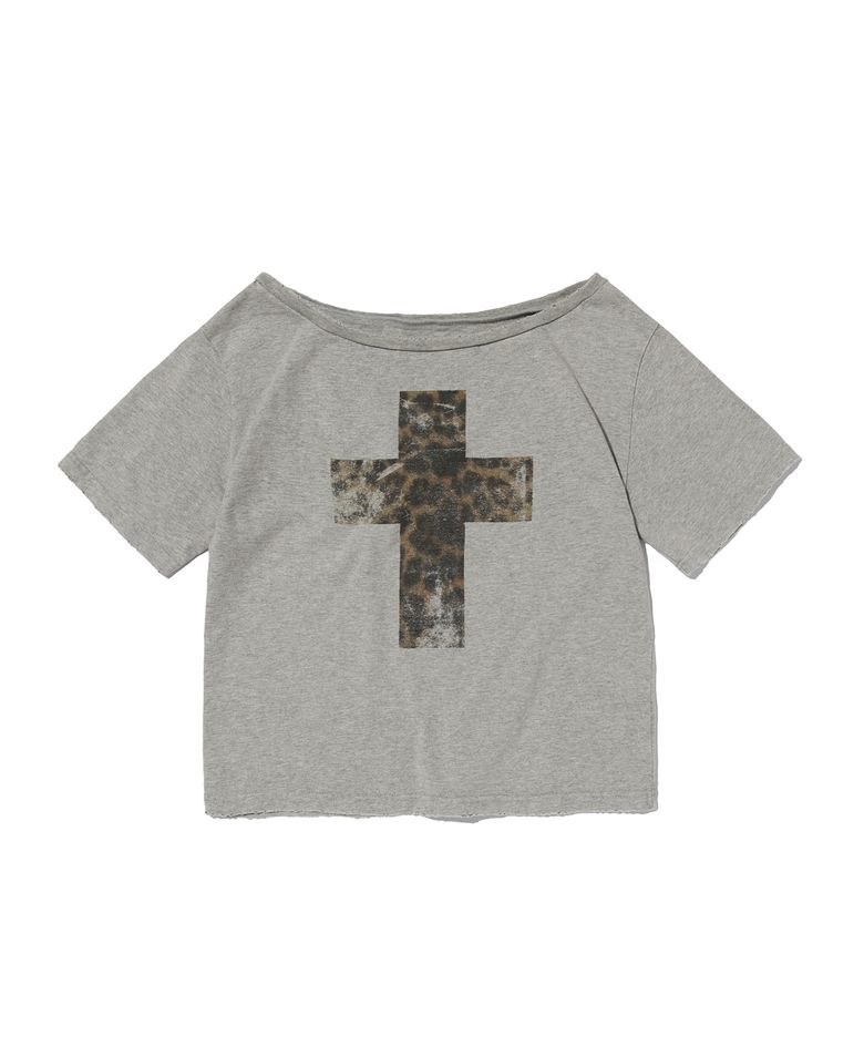 CROSS ONE SHOULDER TEE [GRAY]