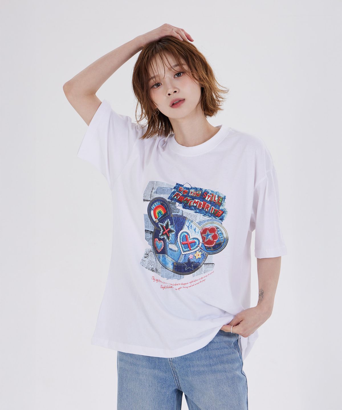 디스펑트(DYSFUNCT) DENIM BEARS REMEMBER T-SHIRT(WHITE)