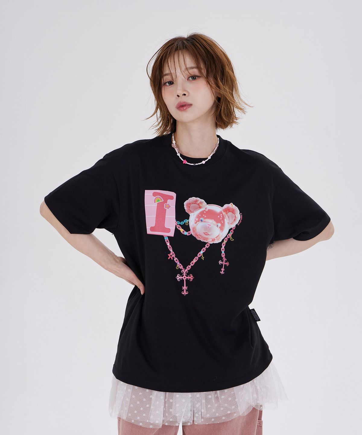 디스펑트(DYSFUNCT) I LOVE COTTON BEAR T-SHIRT(BLACK/PINK)