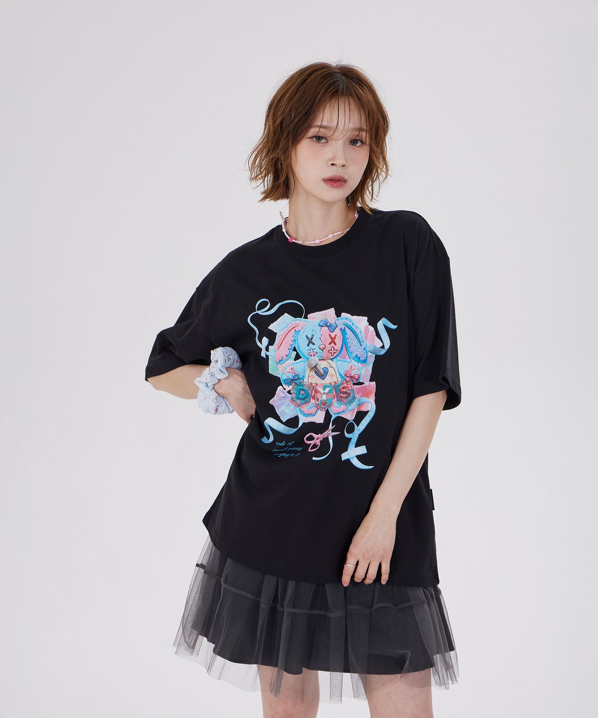 디스펑트(DYSFUNCT) DYS STUDDED RABBITS T-SHIRT(BLACK)