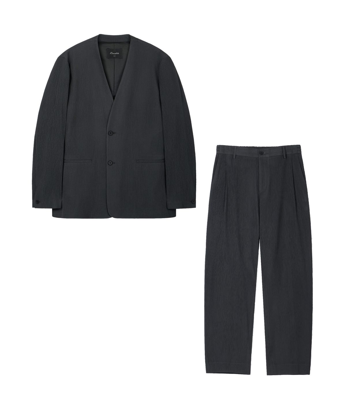 티엔지티(TNGT) [SET] Kinoshita Collarless Jacket & Tapered Pants (Grey) 0TJA6E006G2