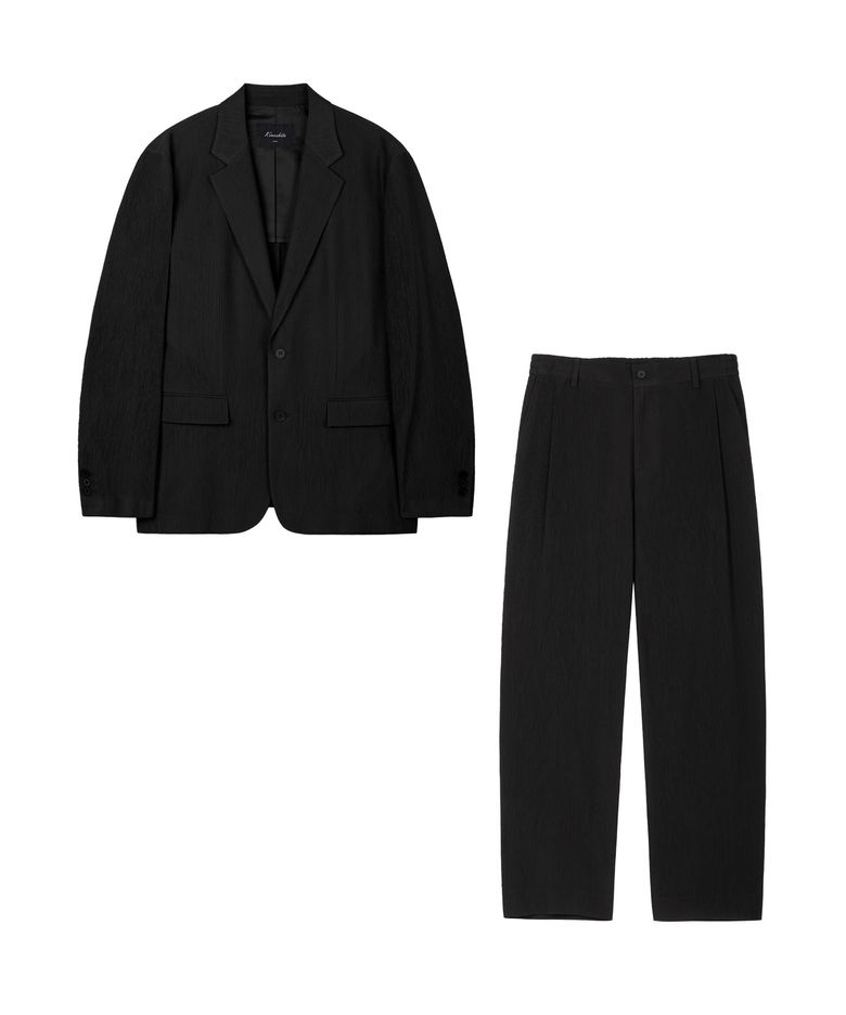 [SET] Kinoshita Seersucker Jacket & Tapered Pants (Black) 0TPA6E206BK