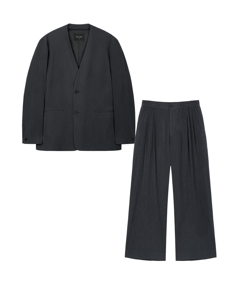 [SET] Kinoshita Collarless Jacket & Maxi-Wide Pants (Grey) 0TPA6E007G2