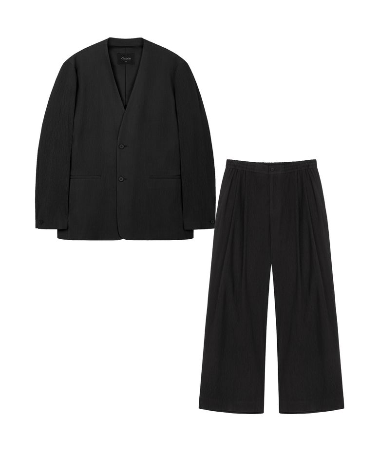 [SET] Kinoshita Collarless Jacket & Maxi-Wide Pants (Black) 0TPA6E007BK
