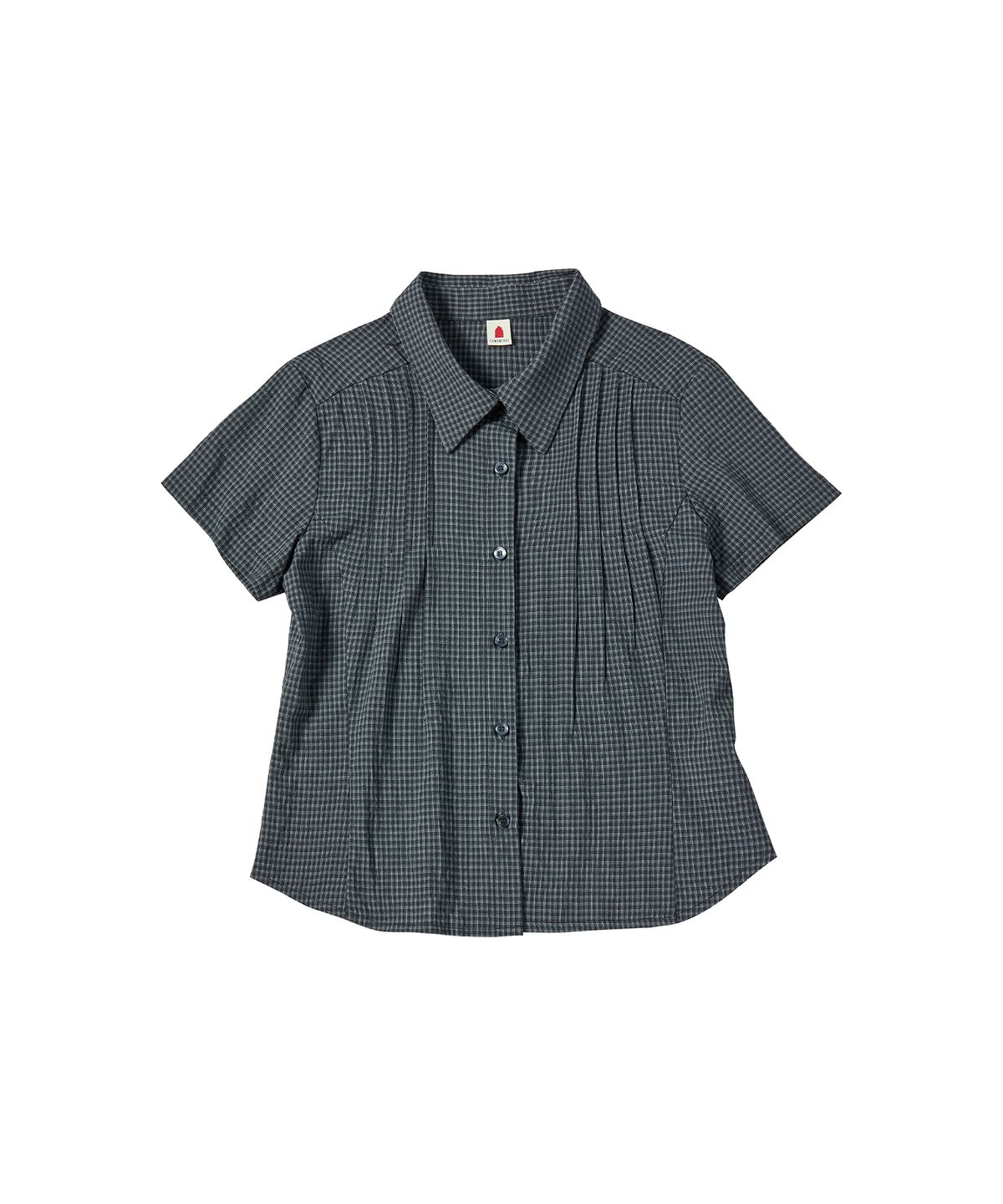 꼬모니노즈(COMONINOZ) W LINEN CHECK HALF SHIRTS [BLACK]