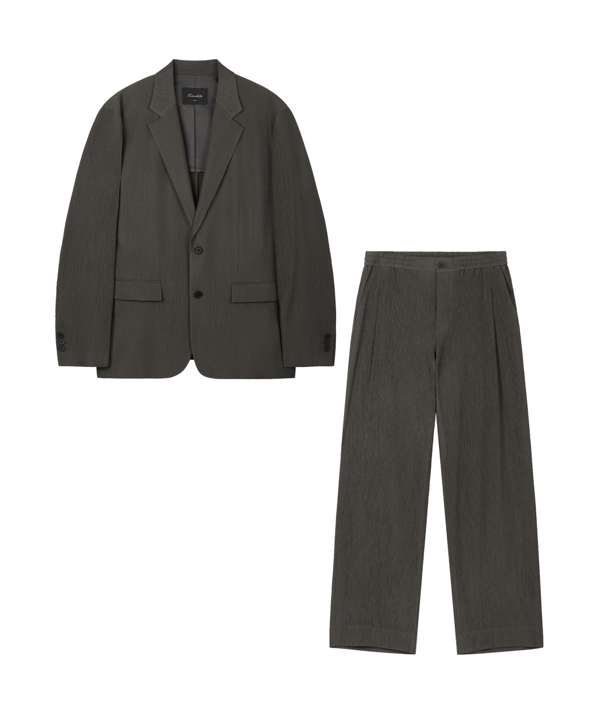 티엔지티(TNGT) [SET] Kinoshita Seersucker Jacket & Semi-Wide Pants (Khaki) 0TPA6E205K2