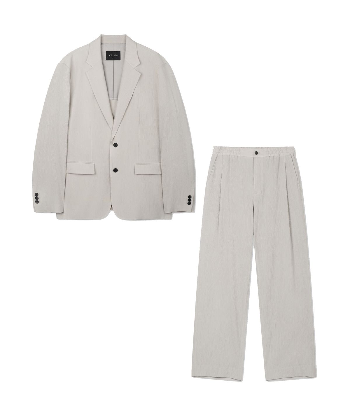 티엔지티(TNGT) [SET] Kinoshita Seersucker Jacket & Semi-Wide Pants (Light Beige) 0TPA6E205I2