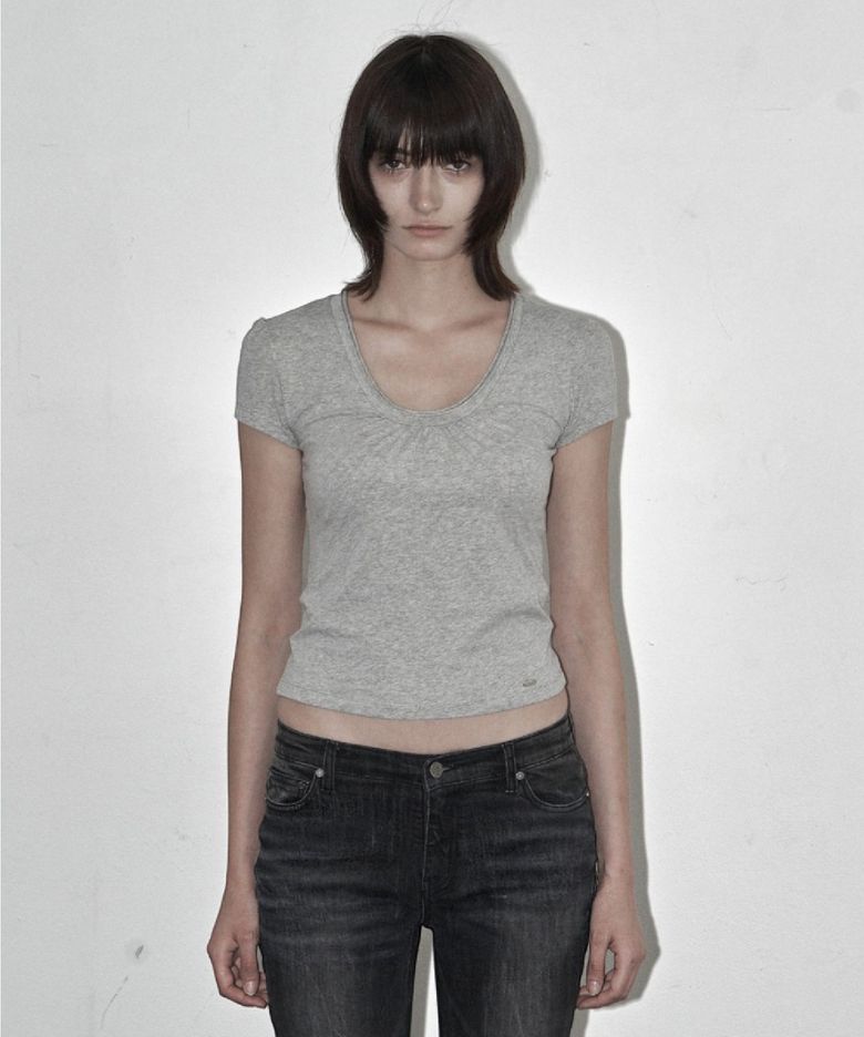 PUFF V-NECK SHORT SLEEVE MELANGE