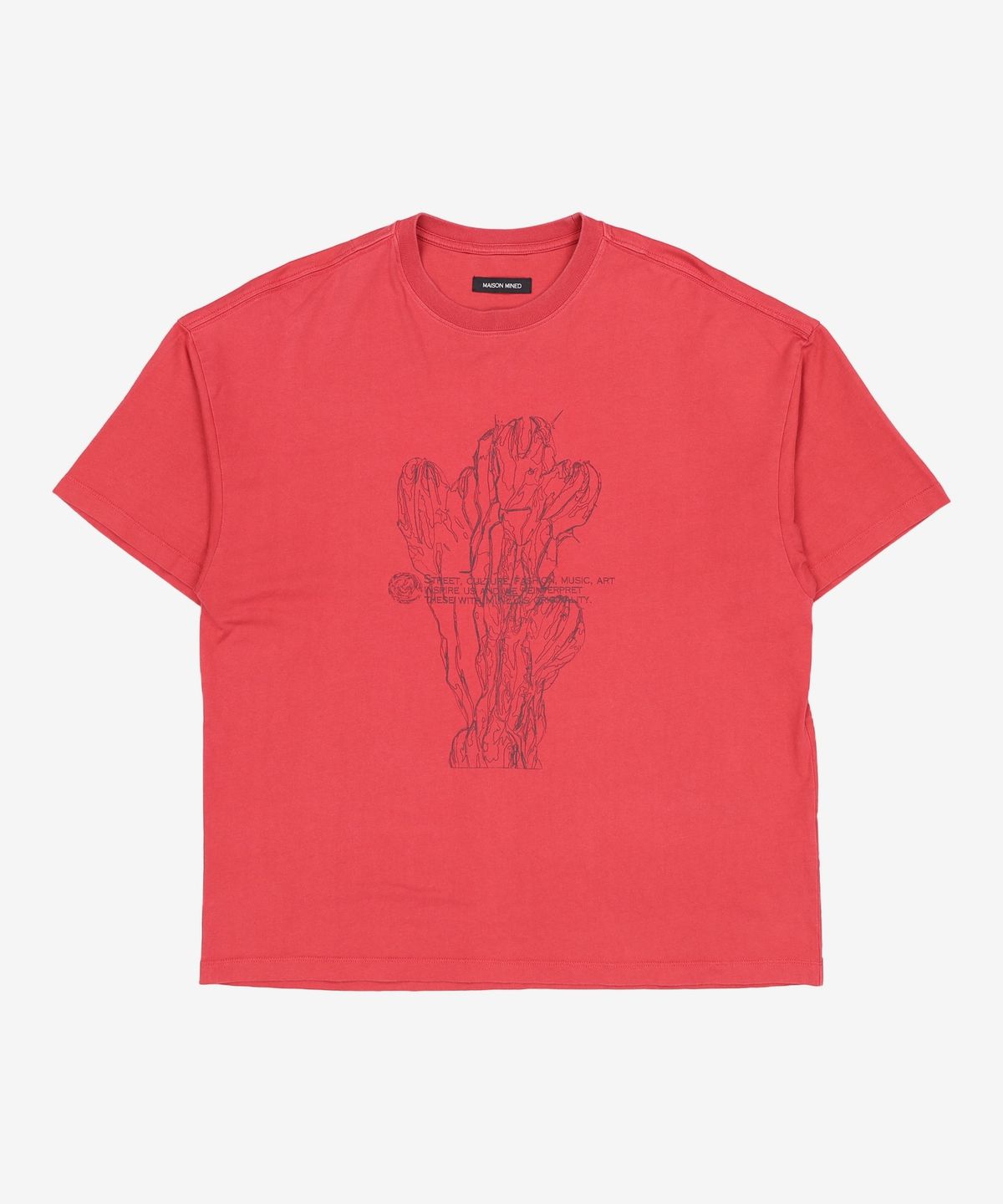 메종미네드(MAISON MINED) CACTUS GRAPHY HALF SLEEVE RED L