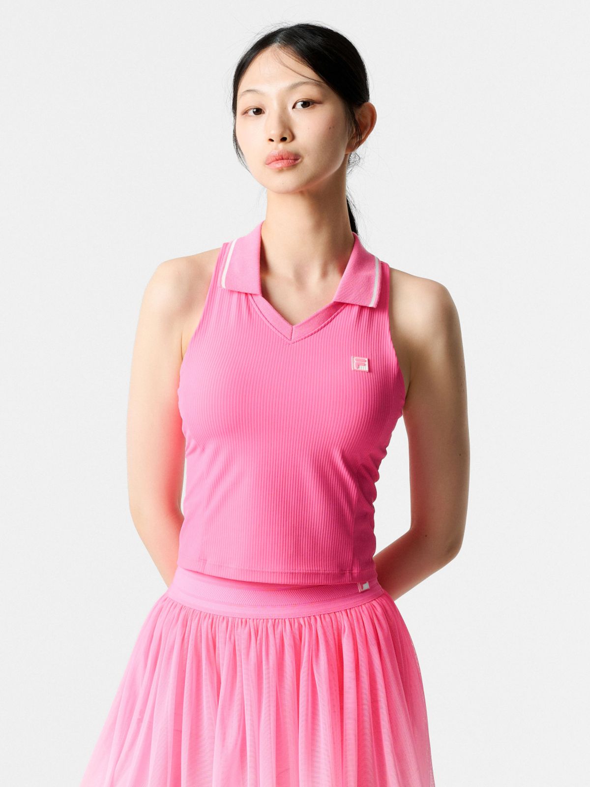 휠라(FILA) 테니스 크롭 카라 탱크탑(FS262IT11F004690)