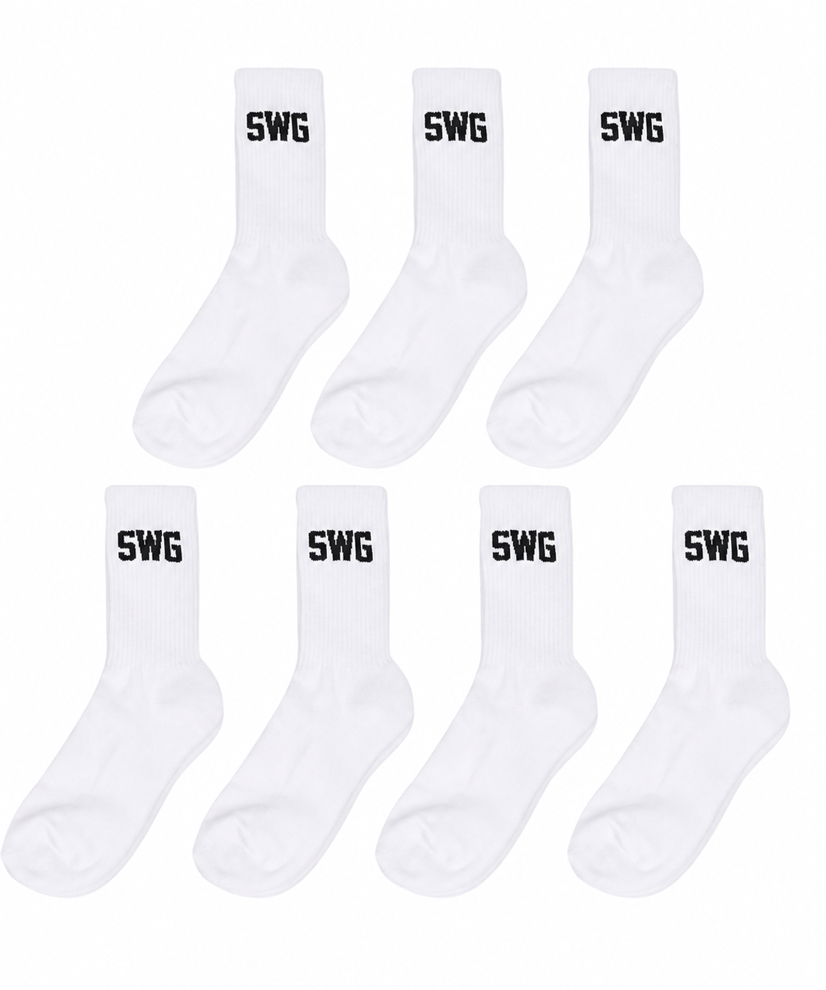 스웨거(SWAGGER) [7PACK]SWG 남여공용 스포츠 커버 크루 삭스 쿠션 양말 화이트