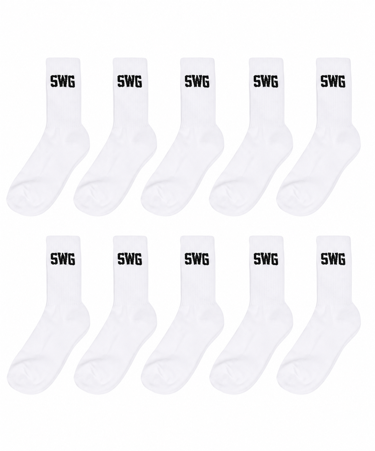 스웨거(SWAGGER) [10PACK]SWG 남여공용 스포츠 커버 크루 삭스 쿠션 양말 화이트