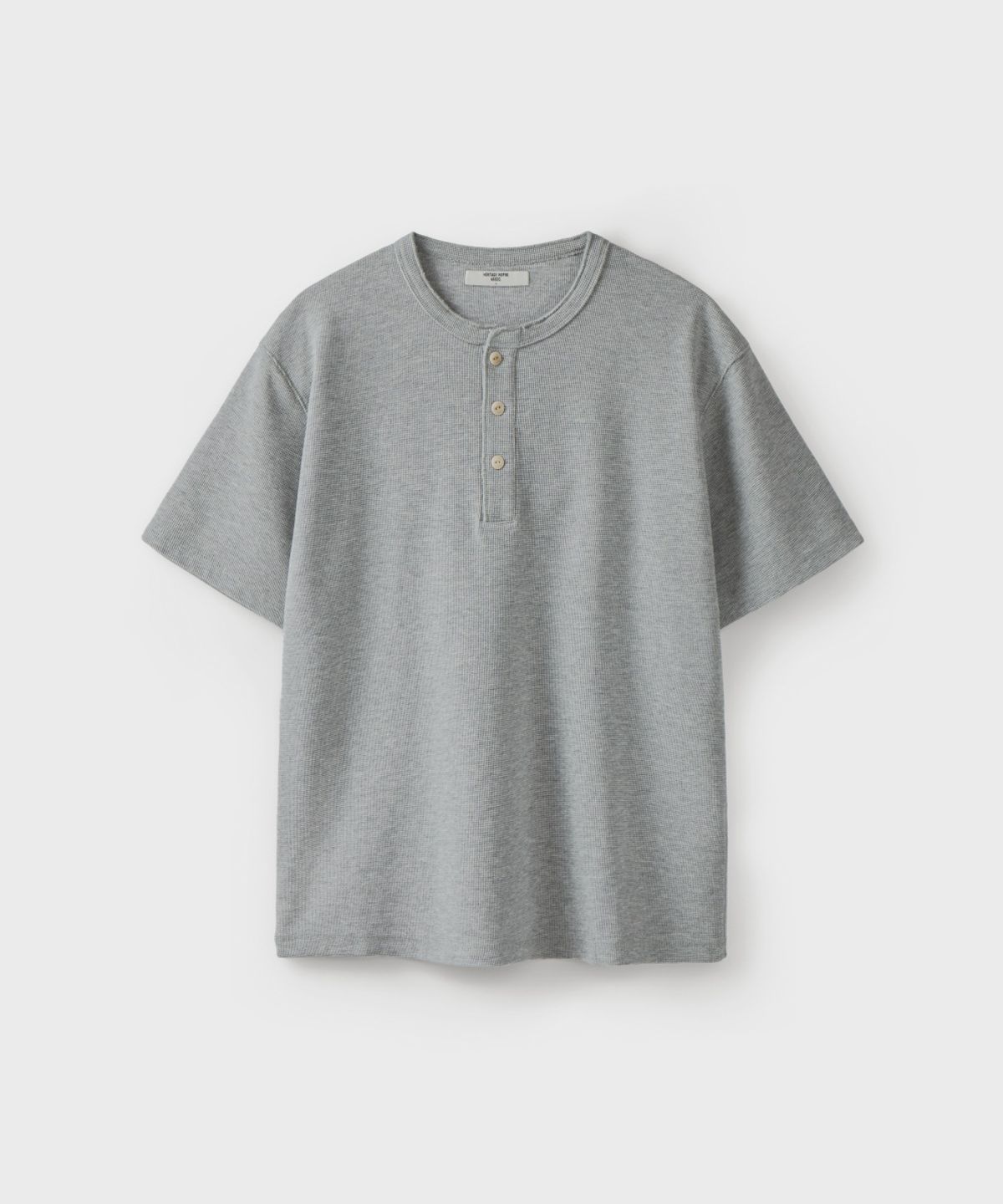 유니온블루(UNION BLUE) WAFFLE HENLEY S/S T-SHIRT [MELANGE GRAY]