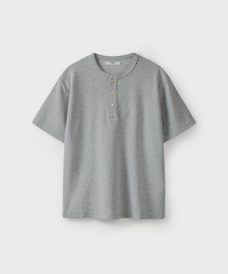 WAFFLE HENLEY S/S T-SHIRT [MELANGE GRAY]