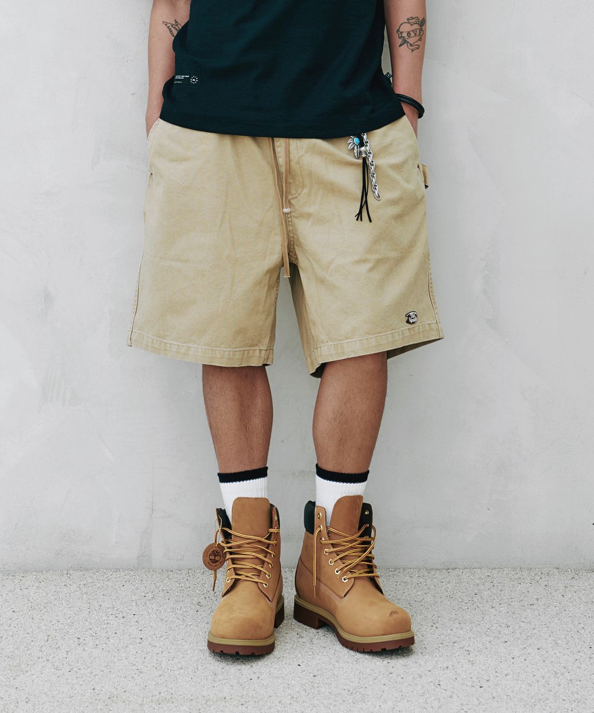 미드업데이트(MIDUPDATE) Relaxed Canvas Banding Shorts Pants Deepbeige