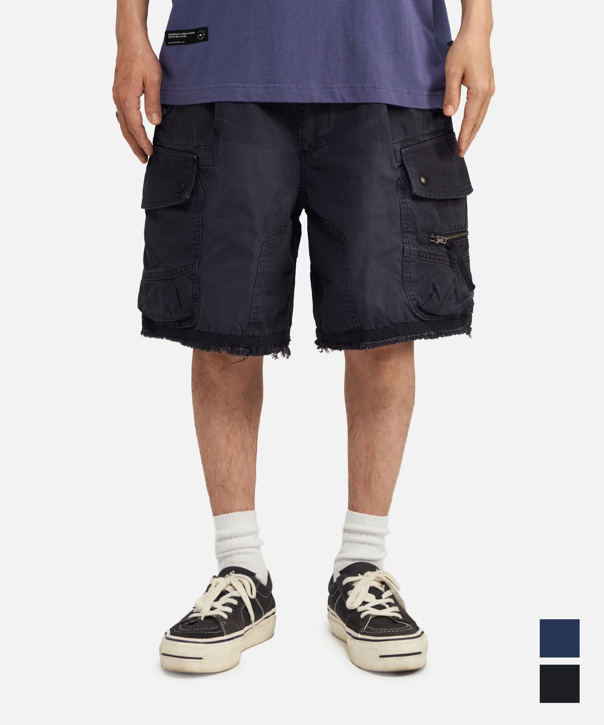 미드업데이트(MIDUPDATE) Cut-Off Multi-Pocket Shorts Pantss BK
