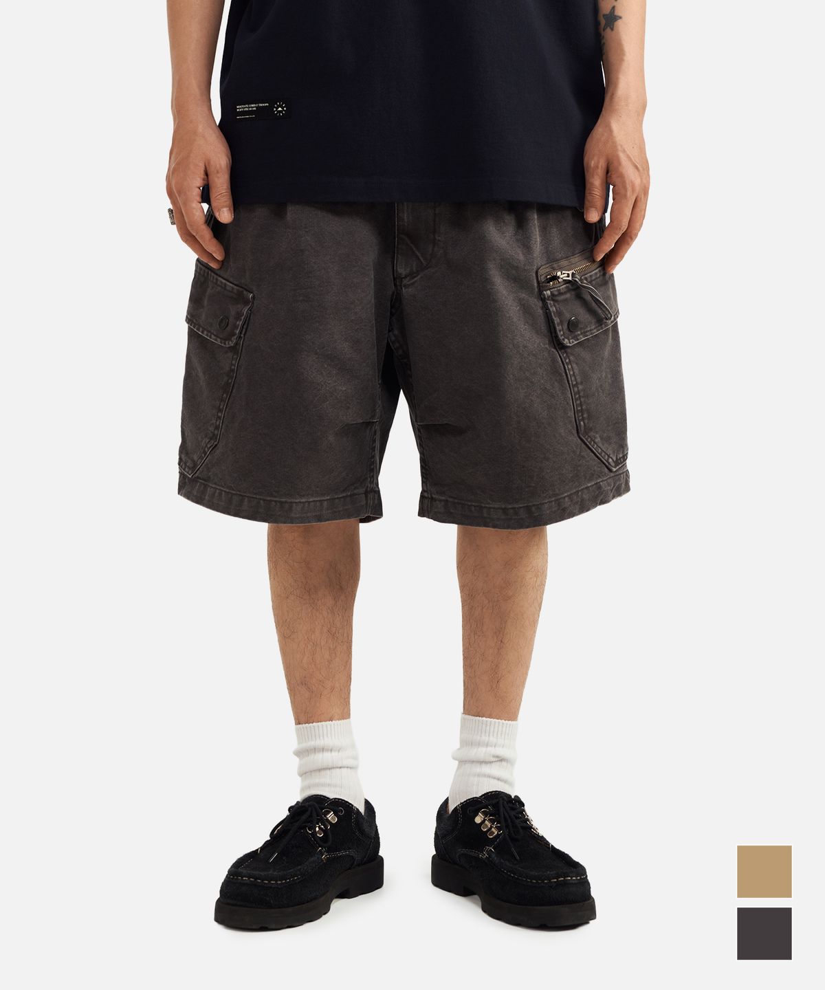 미드업데이트(MIDUPDATE) Washed Canvas Archive Shorts Pants Darkgray