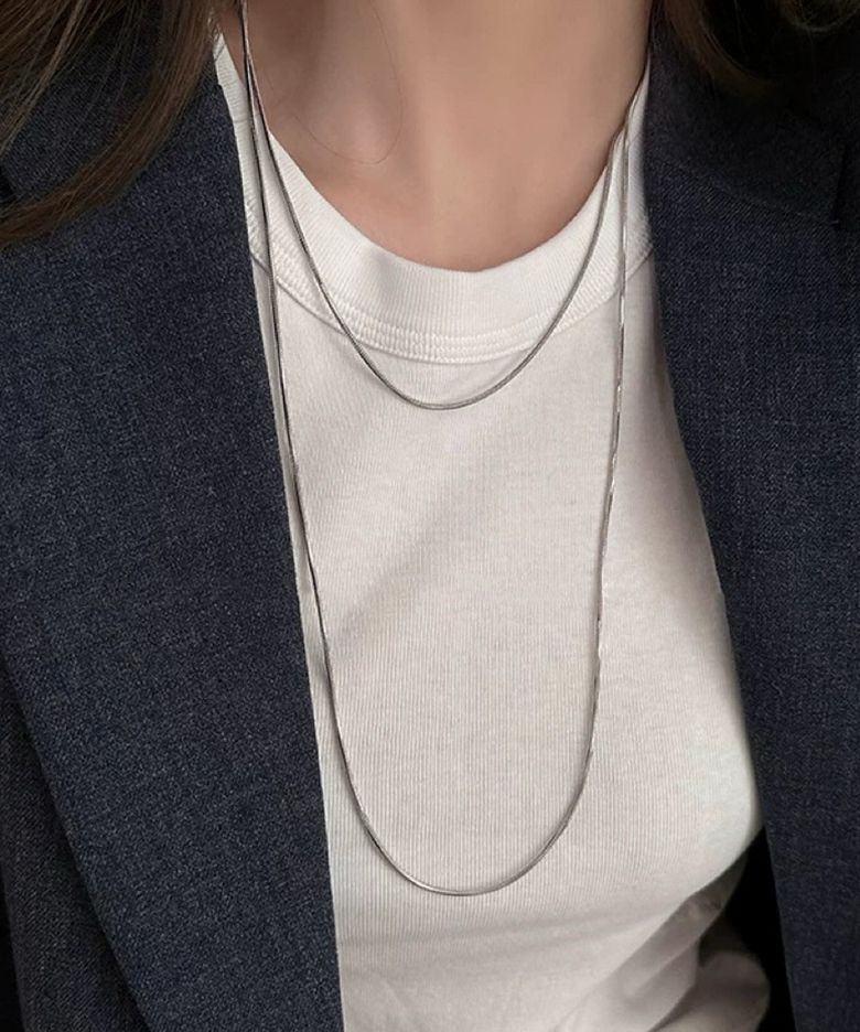 NEVAN SILVER NECKLACE 니반 체인 레이어드 실버목걸이