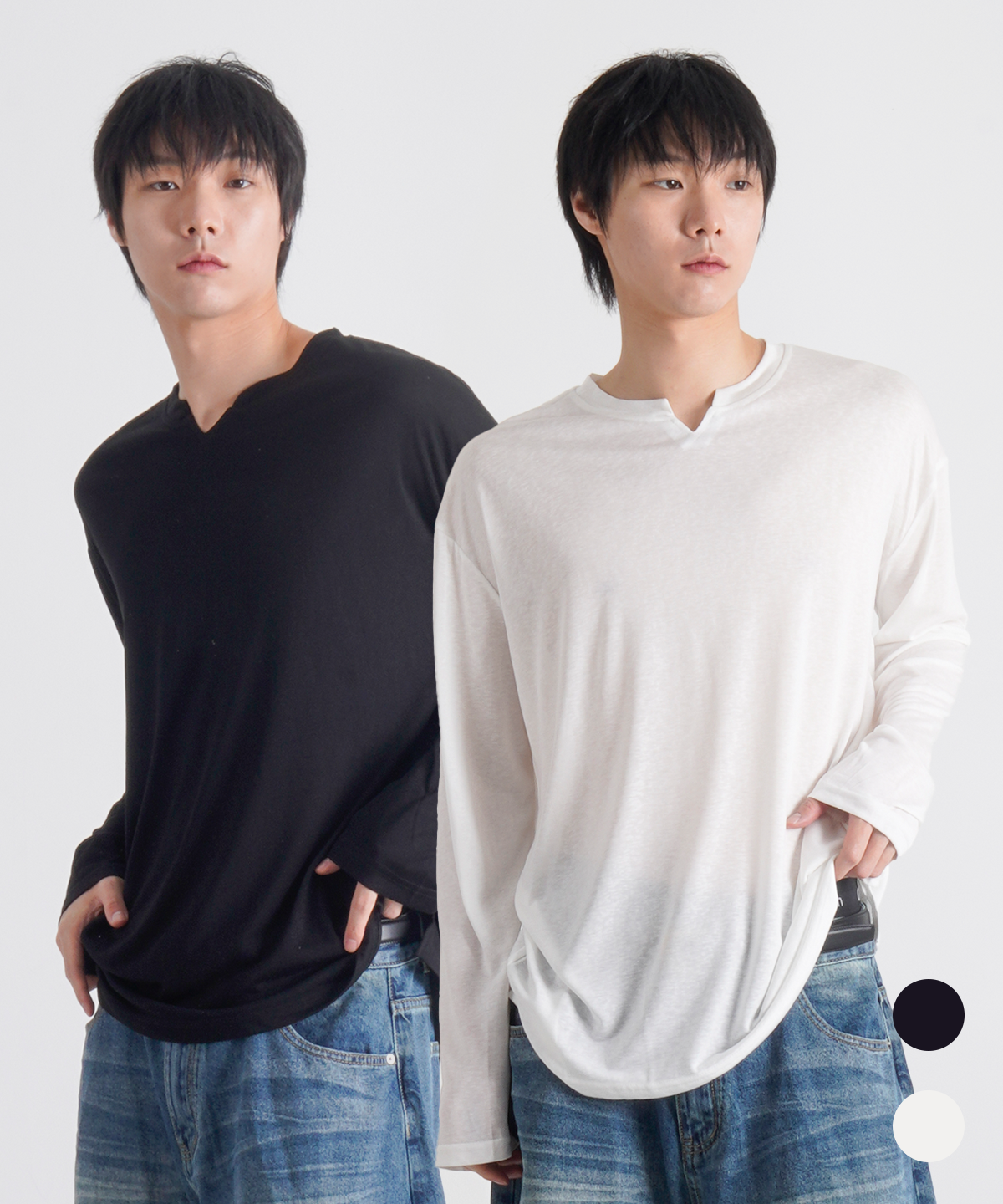 버튼서울(BUTTON SEOUL) 베이직 쿨링 슬릿넥 롱슬리브 (2 COLOR)