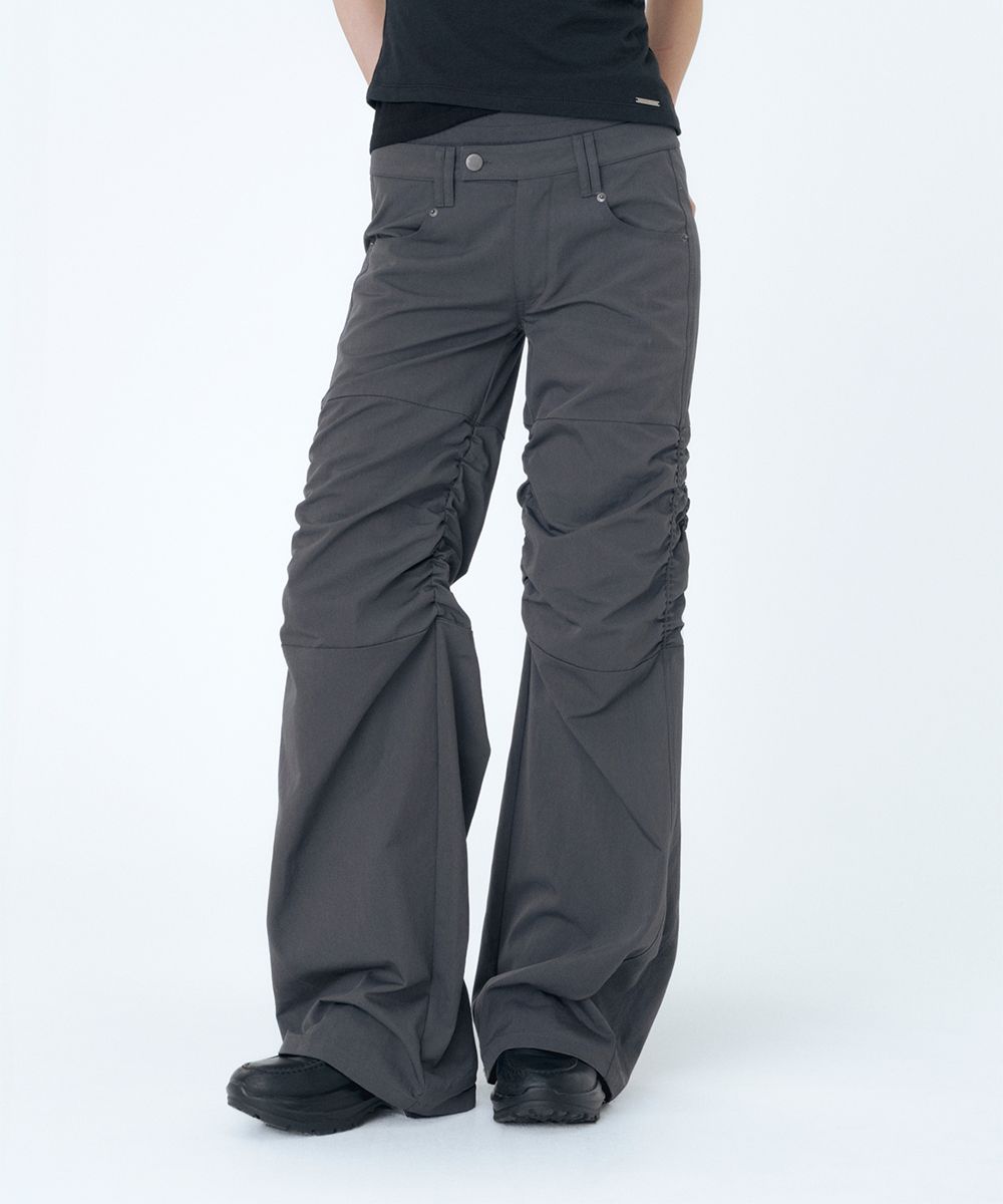 パンツ MISEKI SEOUL layered shirring pants 미세키서울(MISEKI SEOUL) Ribbed layered shirring pants CHARCOAL