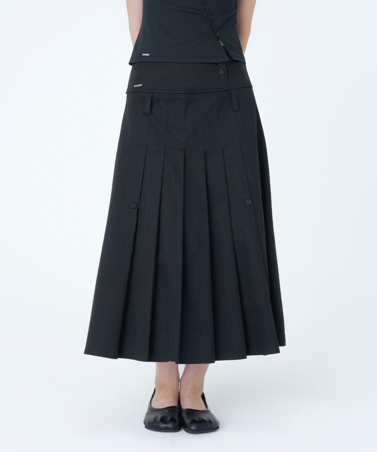 미세키서울(MISEKI SEOUL) Layered pleats maxi skirt BLACK