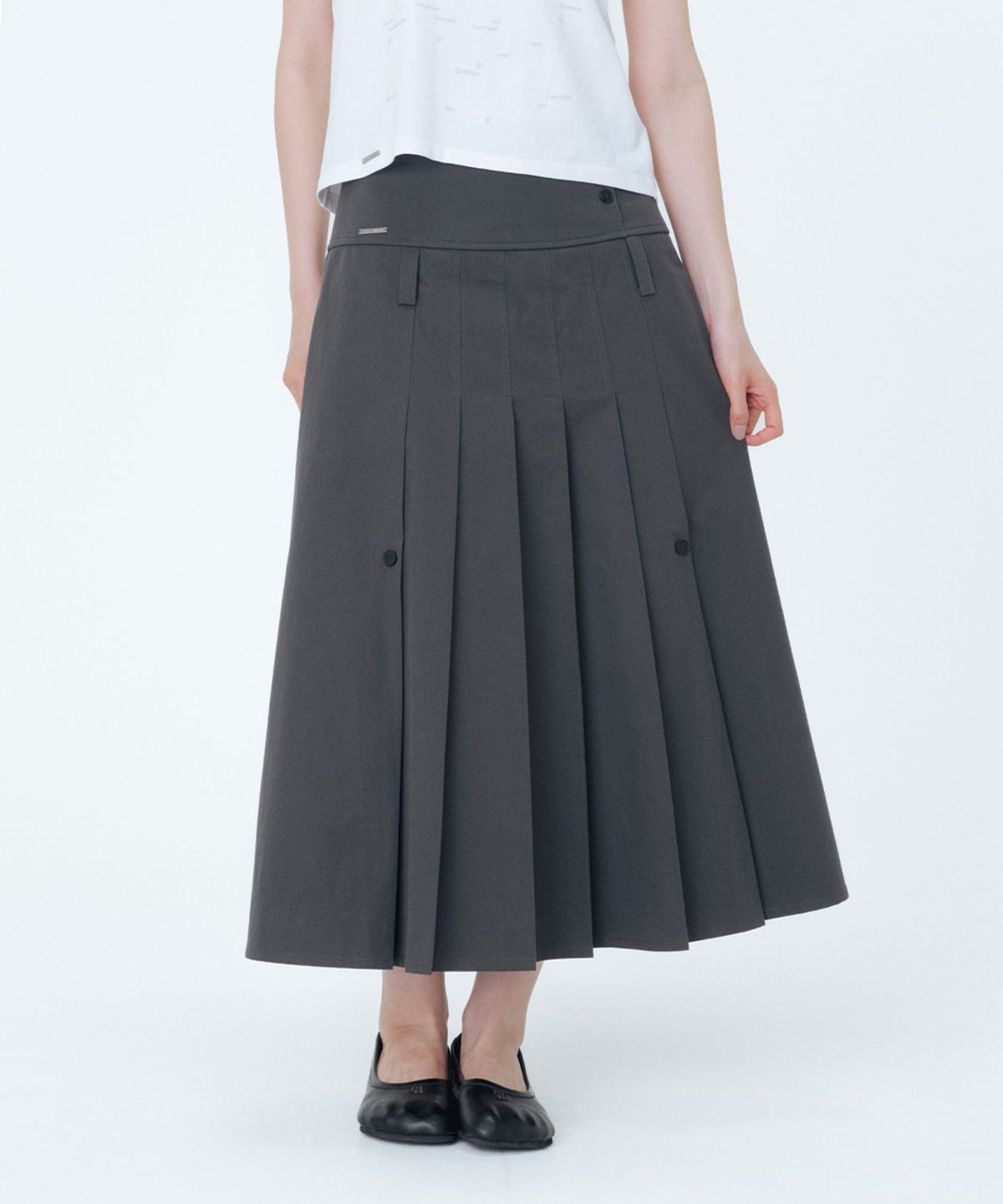 미세키서울(MISEKI SEOUL) Layered pleats maxi skirt CHARCOAL