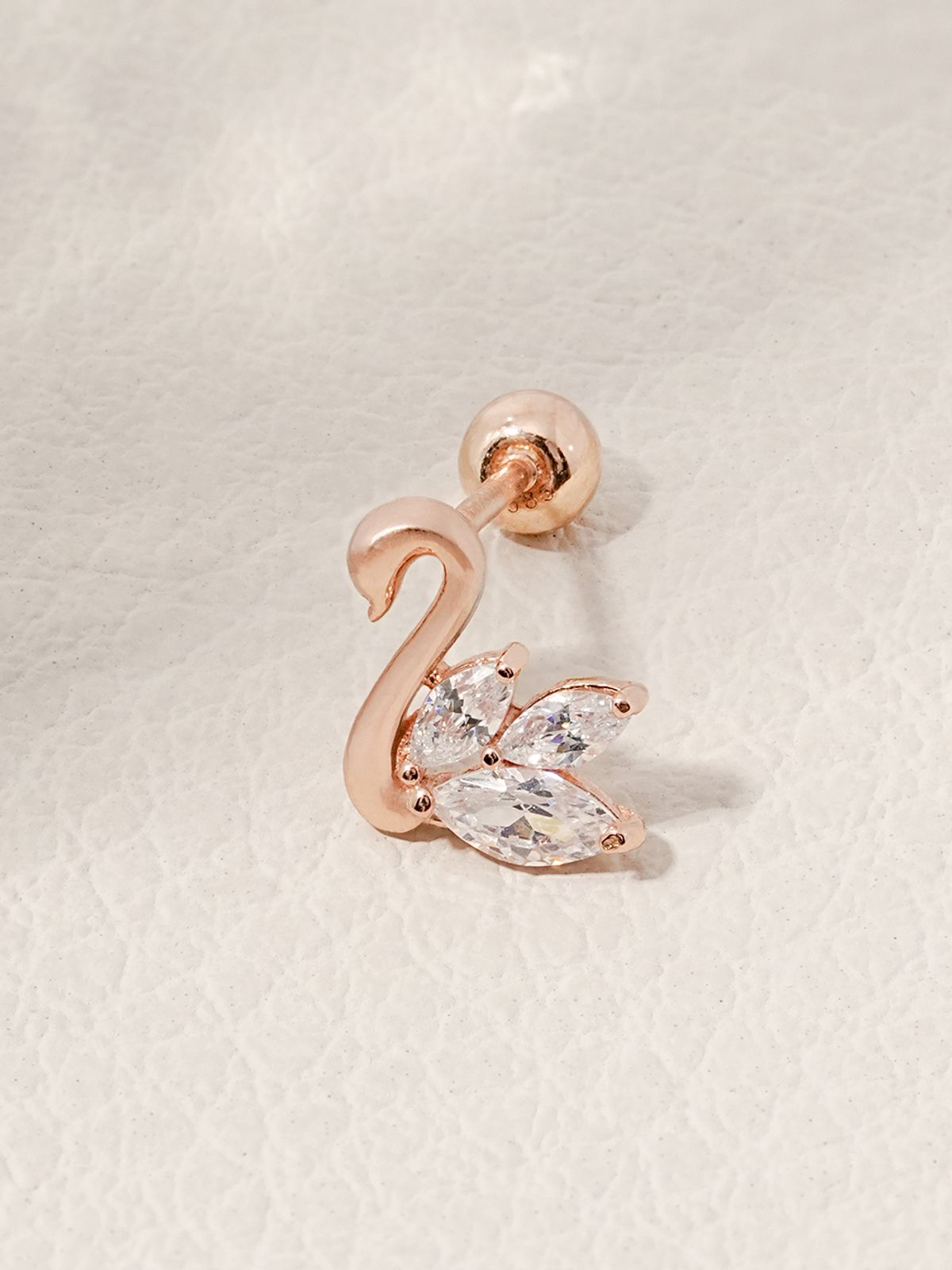 미니멀피어싱(MINIMALPIERCING) 14K 큐빅 스완 실루엣 피어싱 귀걸이