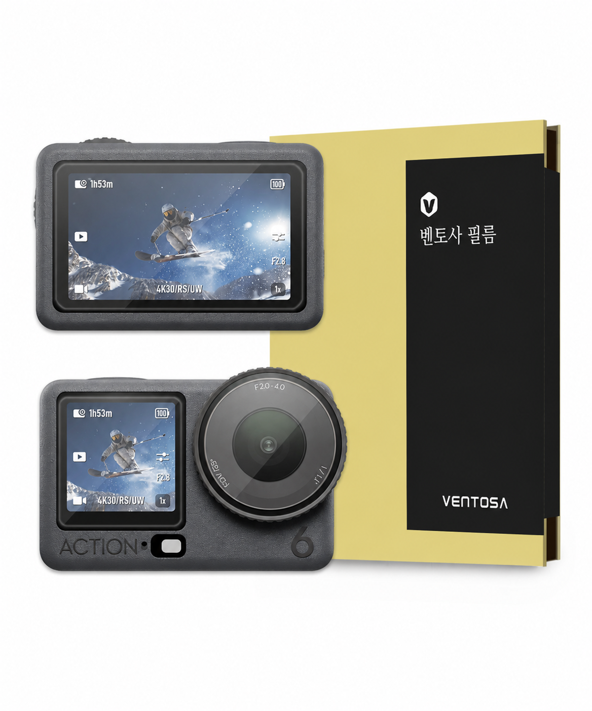 벤토사(VENTOSA) DJI 오즈모 액션6 AR 강화유리 액정 보호필름 전면 후면 3종 1매 풀세트