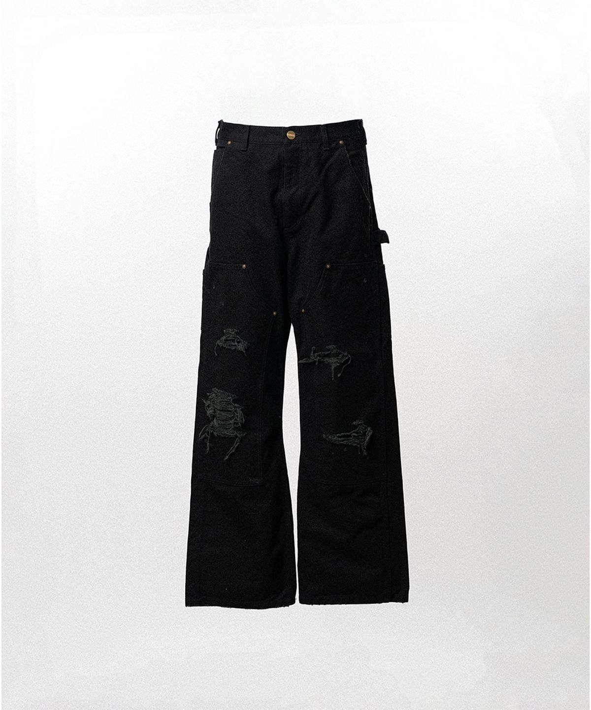 카미야(KAMIYA) BORO Duck Painter Pants - BLACK