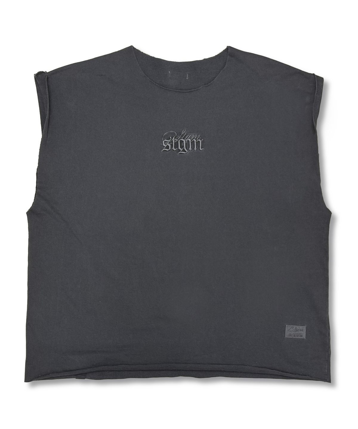 스티그마(STIGMA) RAW-CUT PIGMENT SLEEVELESS CHARCOAL