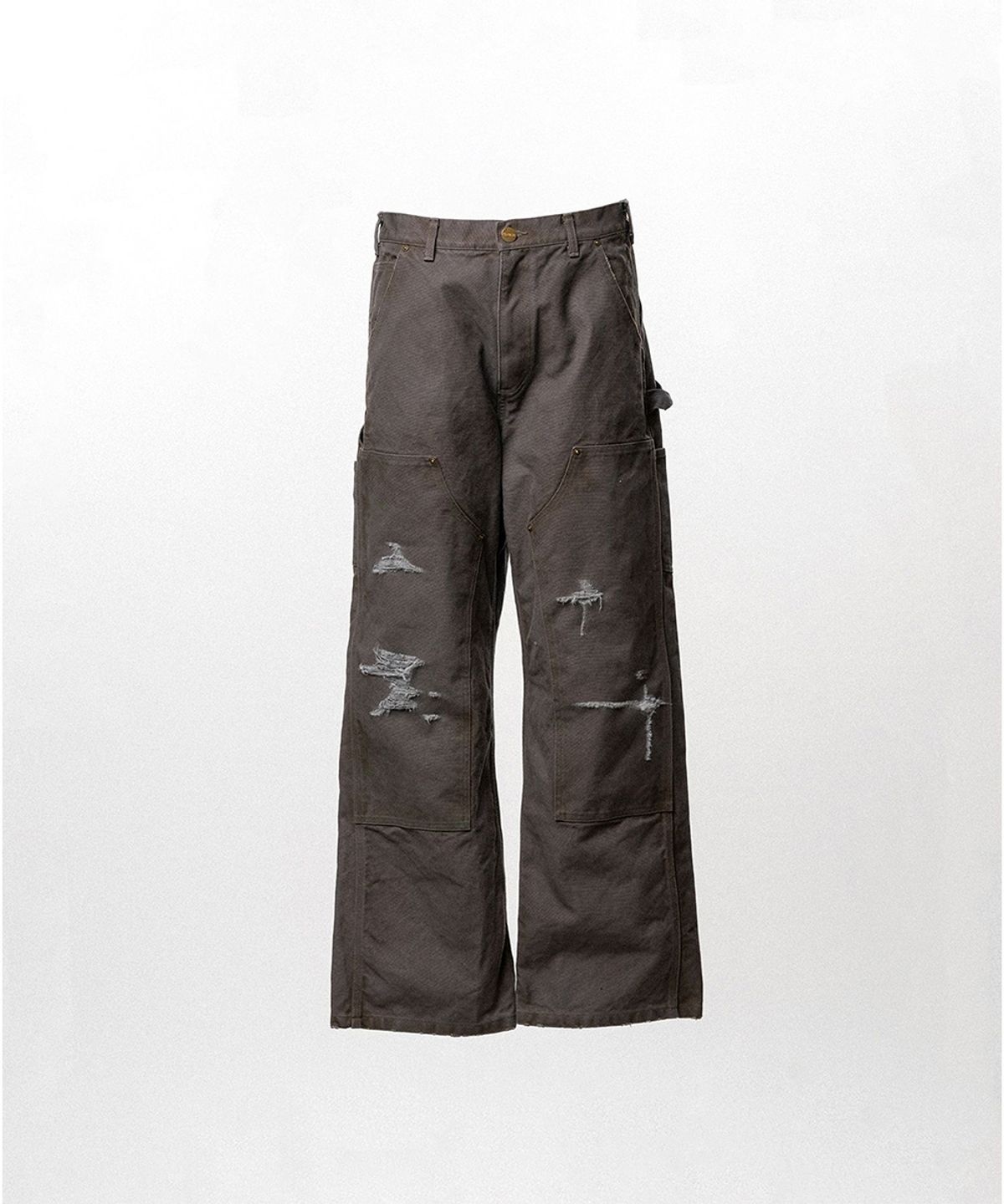 카미야(KAMIYA) BORO Duck Painter Pants - GRAY