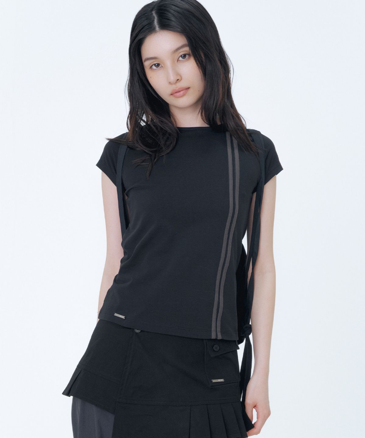 미세키서울(MISEKI SEOUL) Double tape short sleeve BLACK