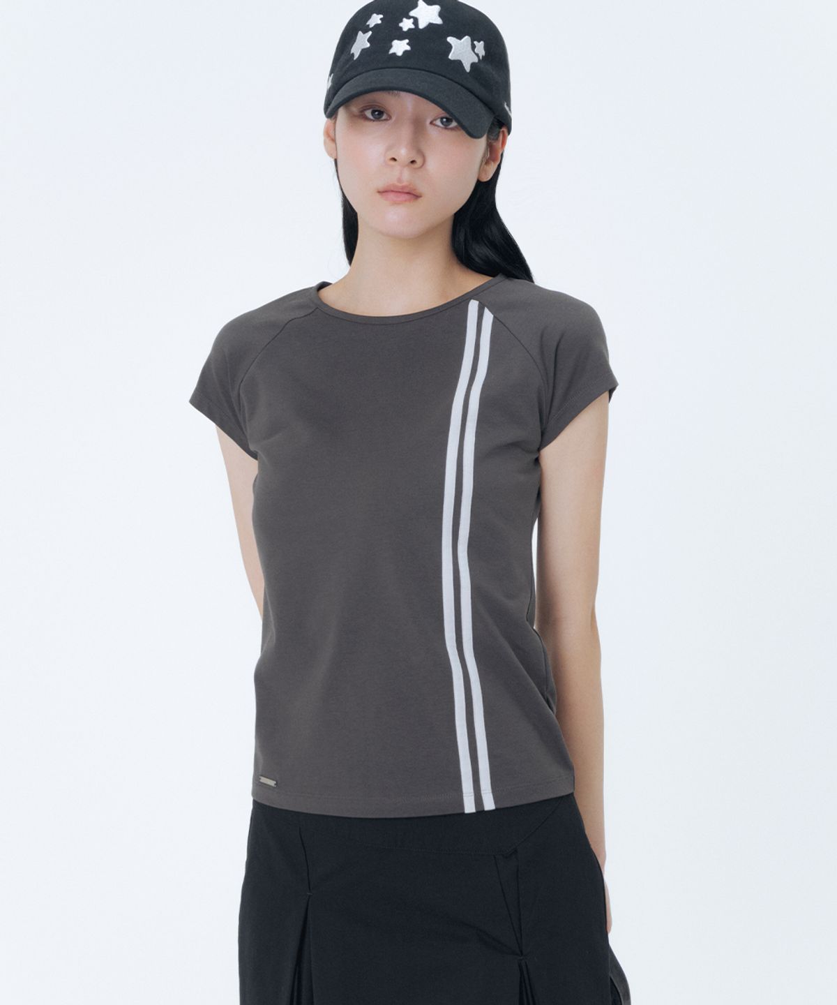 미세키서울(MISEKI SEOUL) Double tape short sleeve CHARCOAL